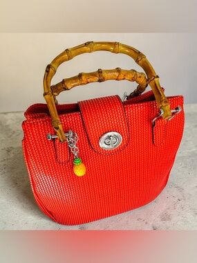Sourpuss Orange Woven Tiki Handbag - Retro Rockabilly Pineapple 50s Style